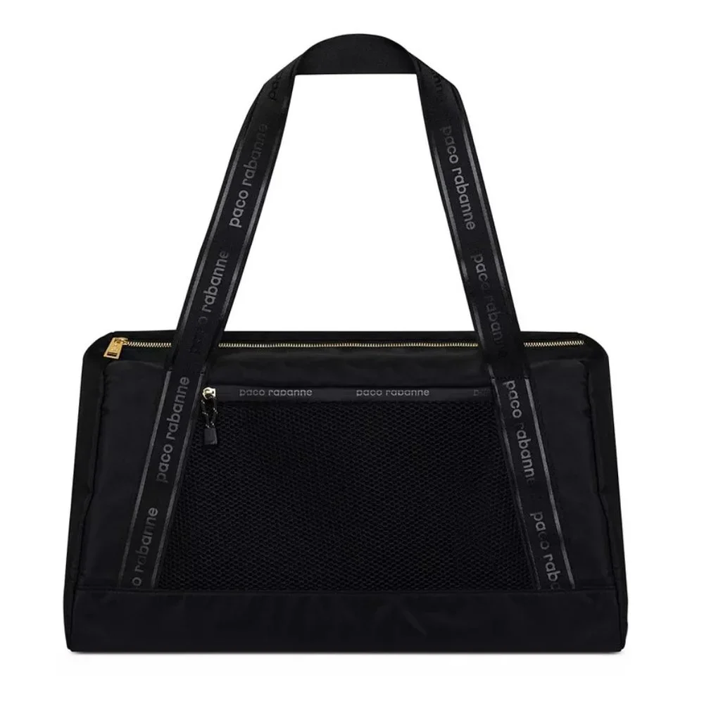 PACO RABANNE Weekender Bag in Black w Logo Strap